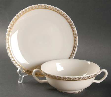 Chelsea Footed Cream Soup Bowl & Saucer Set