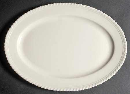 Gadroon Off White 15" Oval Serving Platter