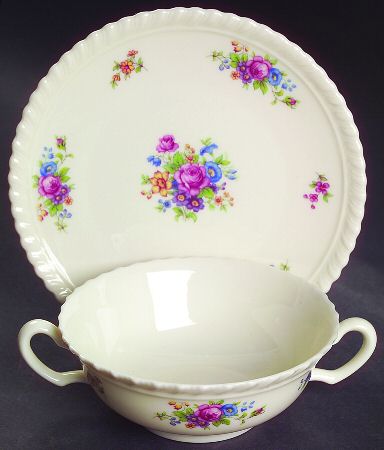 Gadroon Rose Flat Cream Soup & Saucer Set