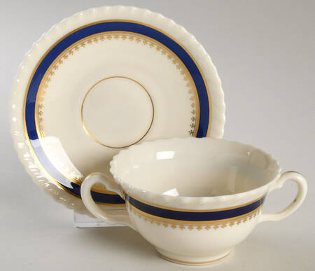 Georgian Blue Footed Bouillon Cup & Saucer