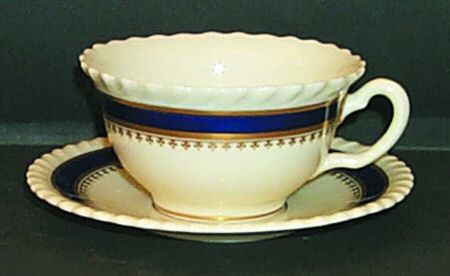Georgian Blue Flat Cup & Saucer Set