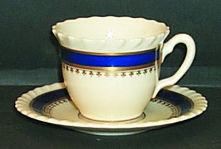 Georgian Blue Flat Demitasse Cup & Saucer Set