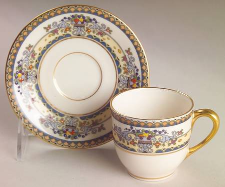 Golden Gate (Gold Trim) Footed Demitasse Cup & Saucer Set