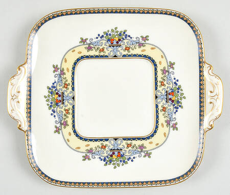 Golden Gate (Gold Trim) Square Handled Cake Plate