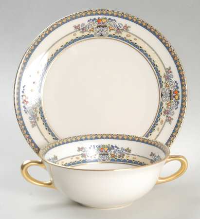 Golden Gate (Gold Trim) Flat Cream Soup Bowl & Saucer Set