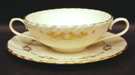 Golden Mood Flat Cream Soup Bowl & Dessert Plate/Saucer Set by Lenox
