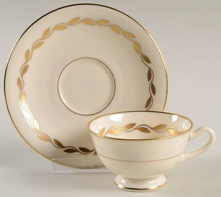 Golden Wreath Footed Demitasse Cup & Saucer Set