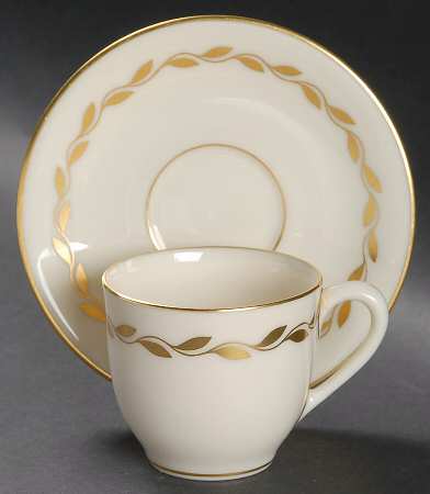 Golden Wreath Flat Demitasse Cup & Saucer Set