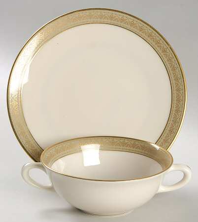 Greenfield Flat Cream Soup Bowl & Saucer Set