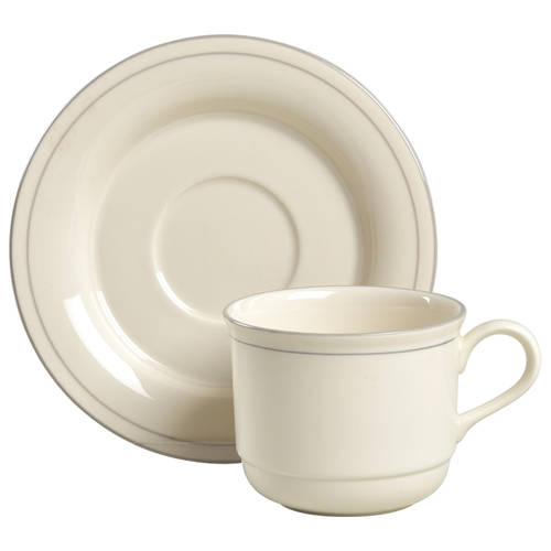Grey Pinstripes (For the Grey) Flat Cup & Saucer Set