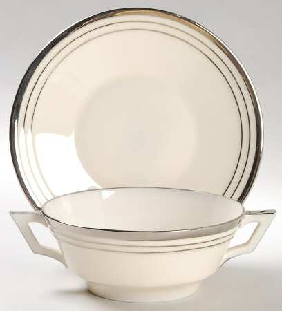 H323 Footed Cream Soup Bowl & Saucer Set