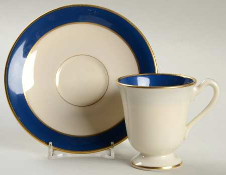 H54B Chinese Blue Footed Demitasse Cup & Saucer Set