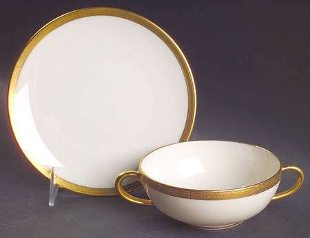 Hanover (Cream) Flat Cream Soup Bowl & Saucer Set