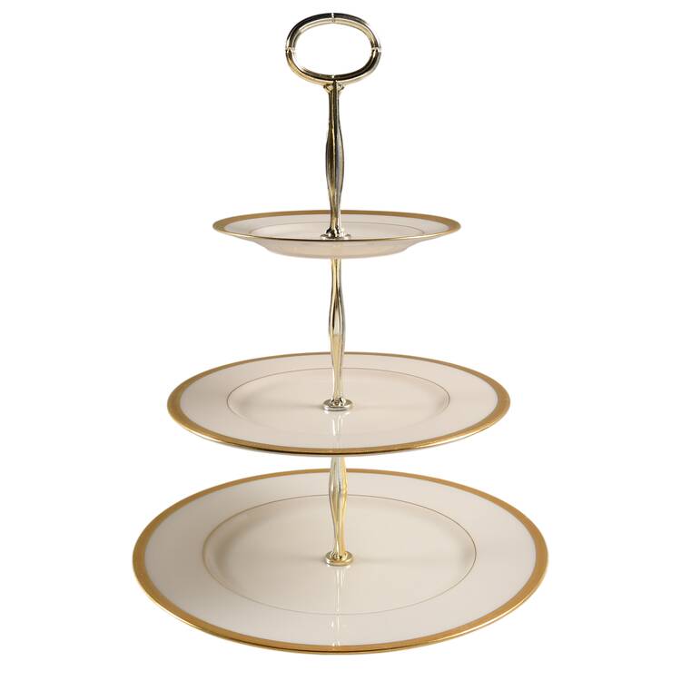 Hanover (Cream) 13 7/8"-14 1/4" 3-Tiered Serving Tray(DP,SP,BB) HC