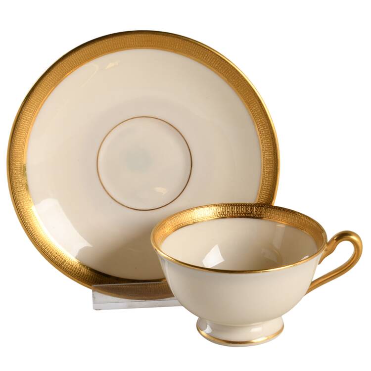 Hanover (Cream) Footed Demitasse Cup & Saucer Set
