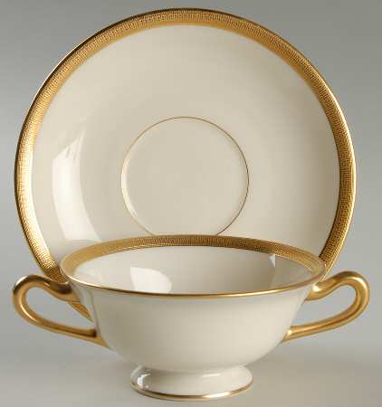 Hanover (Cream) Footed Bouillon Cup & Saucer