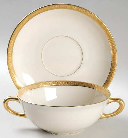 Hanover (Cream) Flat Cream Soup Bowl & Saucer Set