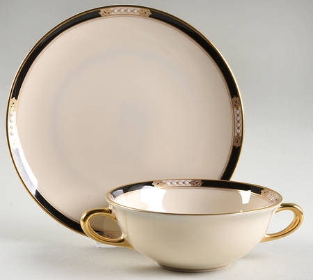 Hancock Flat Cream Soup Bowl & Saucer Set