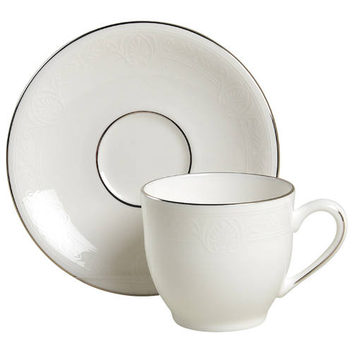Hannah Platinum Flat Demitasse Cup & Saucer Set