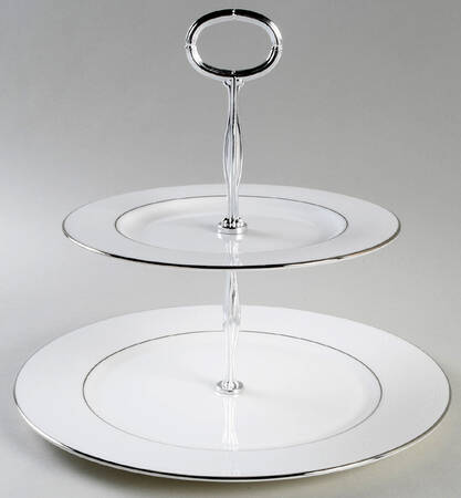 Hannah Platinum 6 5/8"-10"  2 Tiered Serving Tray (Dp, Sp) HC