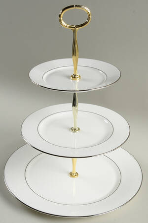 Hannah Platinum 13 7/8"-14 1/4" 3-Tiered Serving Tray(DP,SP,BB) HC