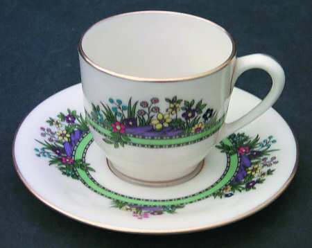Hathaway (Green) Flat Demitasse Cup & Saucer Set