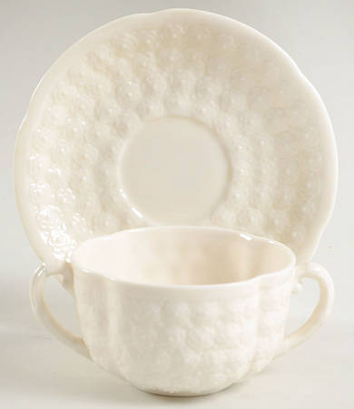 Hawthorne White Flat Bouillon Cup & Saucer