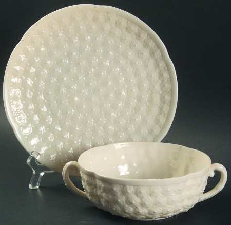 Hawthorne White Flat Cream Soup Bowl & Saucer Set