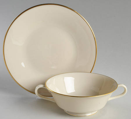 Hayworth Footed Cream Soup Bowl & Saucer Set
