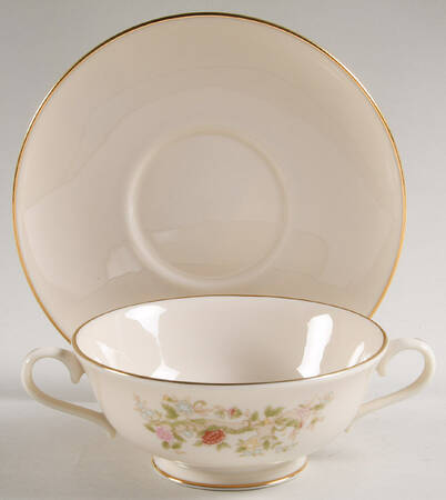 Helmsley Footed Cream Soup Bowl & Saucer Set