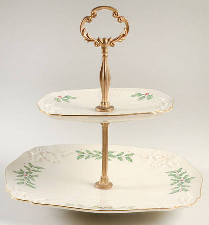 Holiday (Dimension) 2 Tier Embossed Square Serving Tray