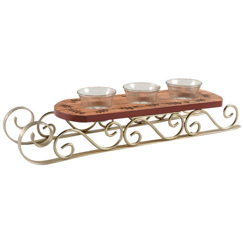 Holiday (Dimension) Wood Sleigh Votive Candleholder