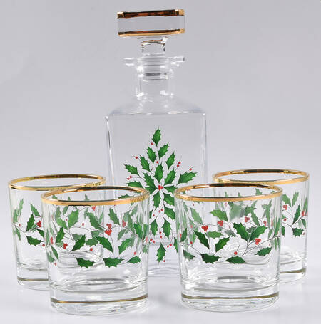Holiday (Dimension) (5 Piece) Whiskey Set (4 Double Old Fashioned & Decanter)