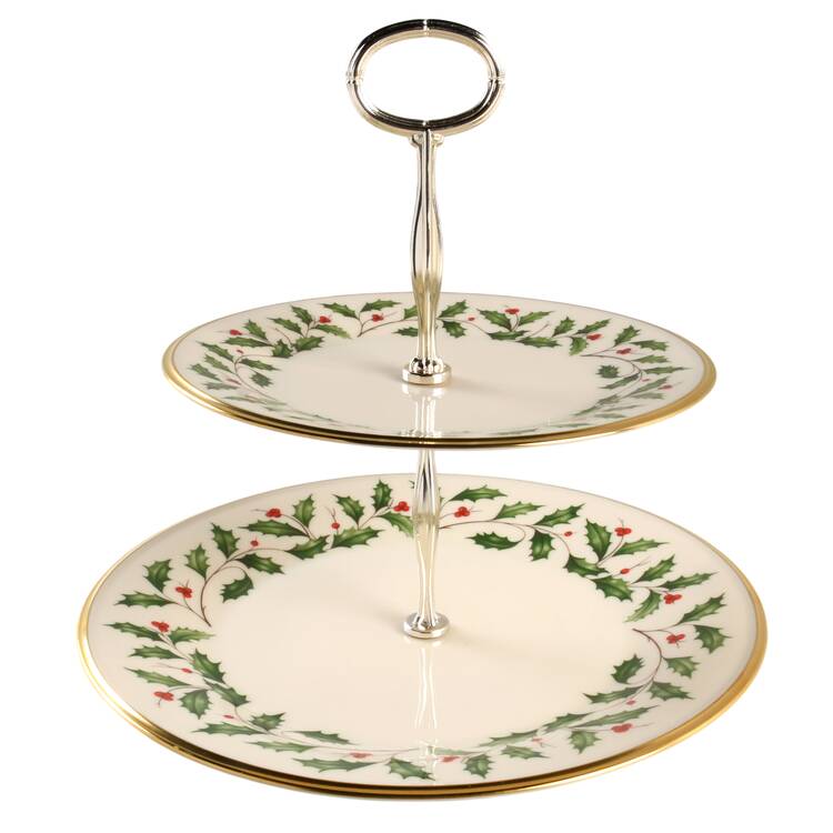 Holiday (Dimension) 2 Tiered Serving Tray (Dinner & Salad Plate) by Lenox