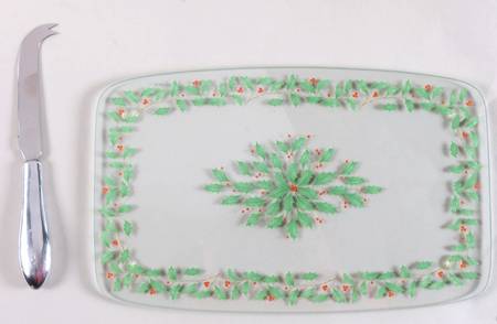 Holiday (Dimension) Glassware Cheese Board & Stainless Knife