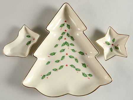Holiday (Dimension) Tree Serving Set (Tree Dish & 2 Figural Dip Bowls)