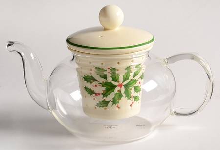 Holiday (Dimension) Individual Glass Teapot w/Ceramic Infuser & Lid