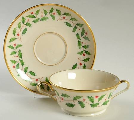 Holiday (Dimension) Footed Cream Soup & Dessert Plate/Saucer Set