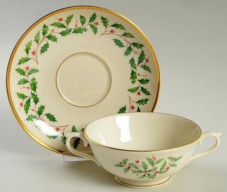 Holiday (Dimension) Footed Cream Soup & Dessert Plate/Saucer Set