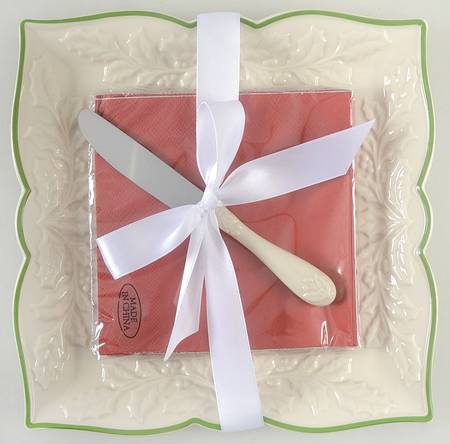 Holiday (Dimension) 8" Square Tray & Knife with Napkins