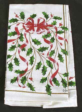 Holiday Gold (Red Ribbon Accent) Cloth Hand Towel