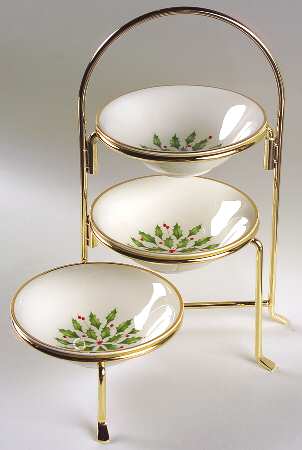 Holiday (Dimension) Dip Bowl Set-3 Bowls with Metal Tier Stand