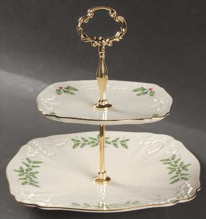 Holiday (Dimension) 2 Tier Embossed Square Serving Tray