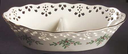 Holiday (Dimension) 9" Pierced Divided Oval Dish