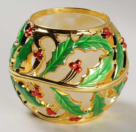Holiday (Dimension) Glass Votive W/Metal Base