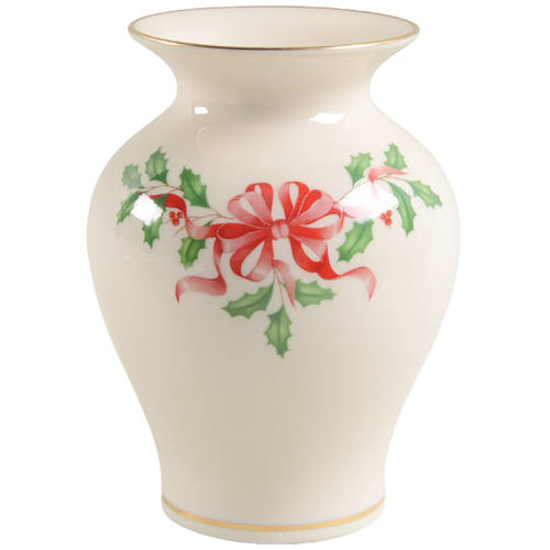 Holiday Gold (Red Ribbon Accent) 5" Vase