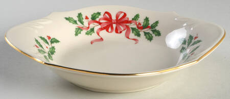 Holiday Gold (Red Ribbon Accent) Open Candy Dish