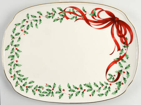Holiday Gold (Red Ribbon Accent) Tray-Oblong 15"
