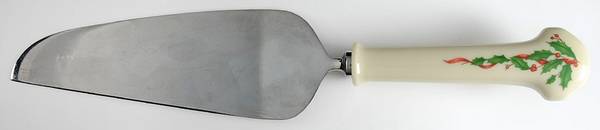 Holiday Gold (Red Ribbon Accent) Pie & Cake Server with Stainless Blade