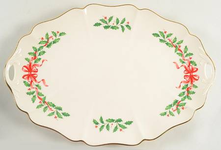 Holiday Gold (Red Ribbon Accent) Oblong Tray